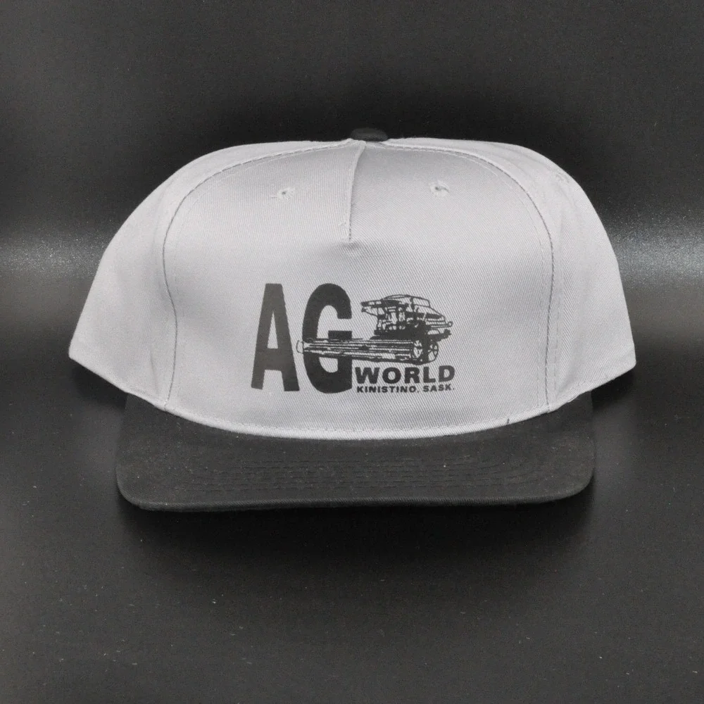 AJM Headwear AG World Snapback Hat OSFM Grey Black Excellent Graphic‎ Cap